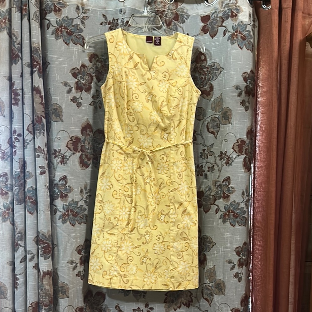 Merona Yellow Gold Sheath Midi Dress V-Neck Sleeveless
